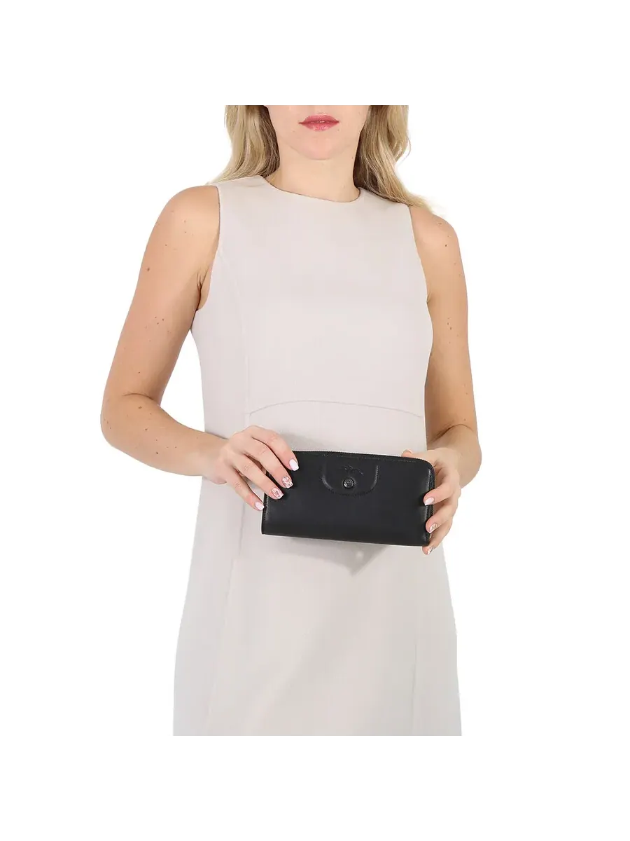 Кошелек Longchamp Le Pliage Cuir с молнией по периметру - черный — изображение 2 из 5