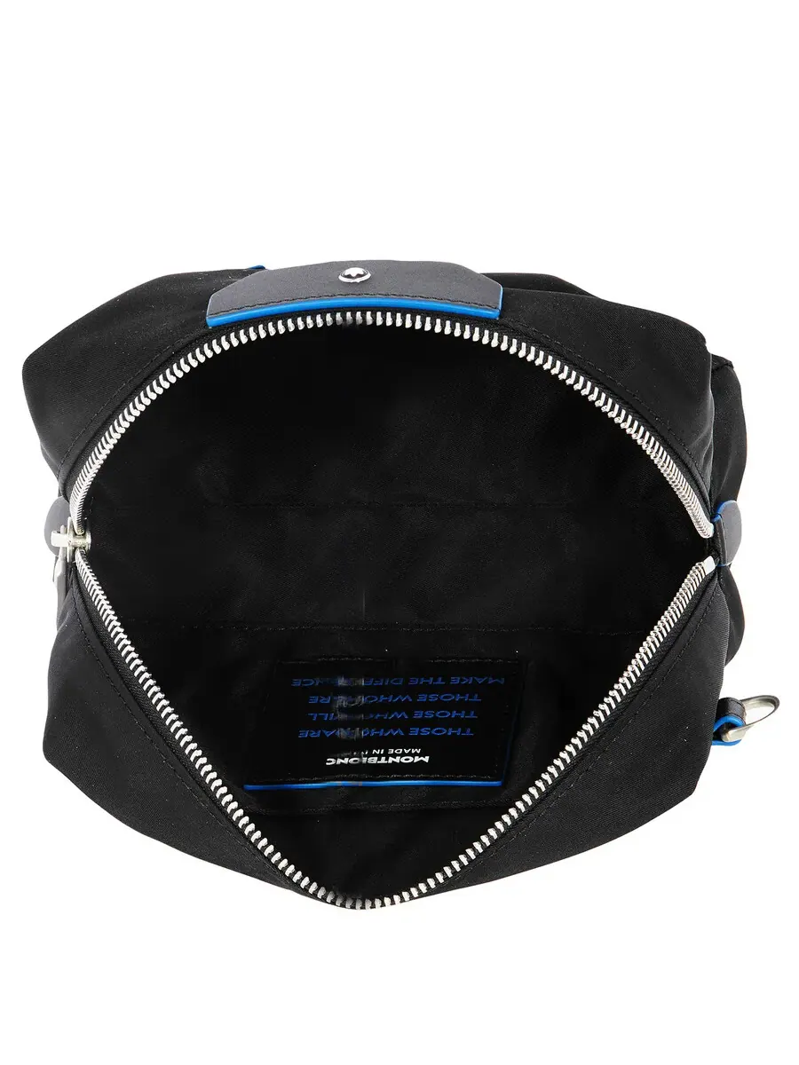 Чехол Montblanc Black Blue Spirit средний, из нейлона с кожаной отделкой - Роскошные дорожные косметички — 5