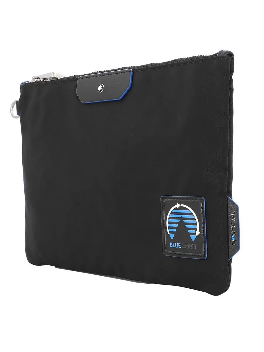 Сумка Montblanc Black Blue Nylon Spirit Medium Pouch — 6