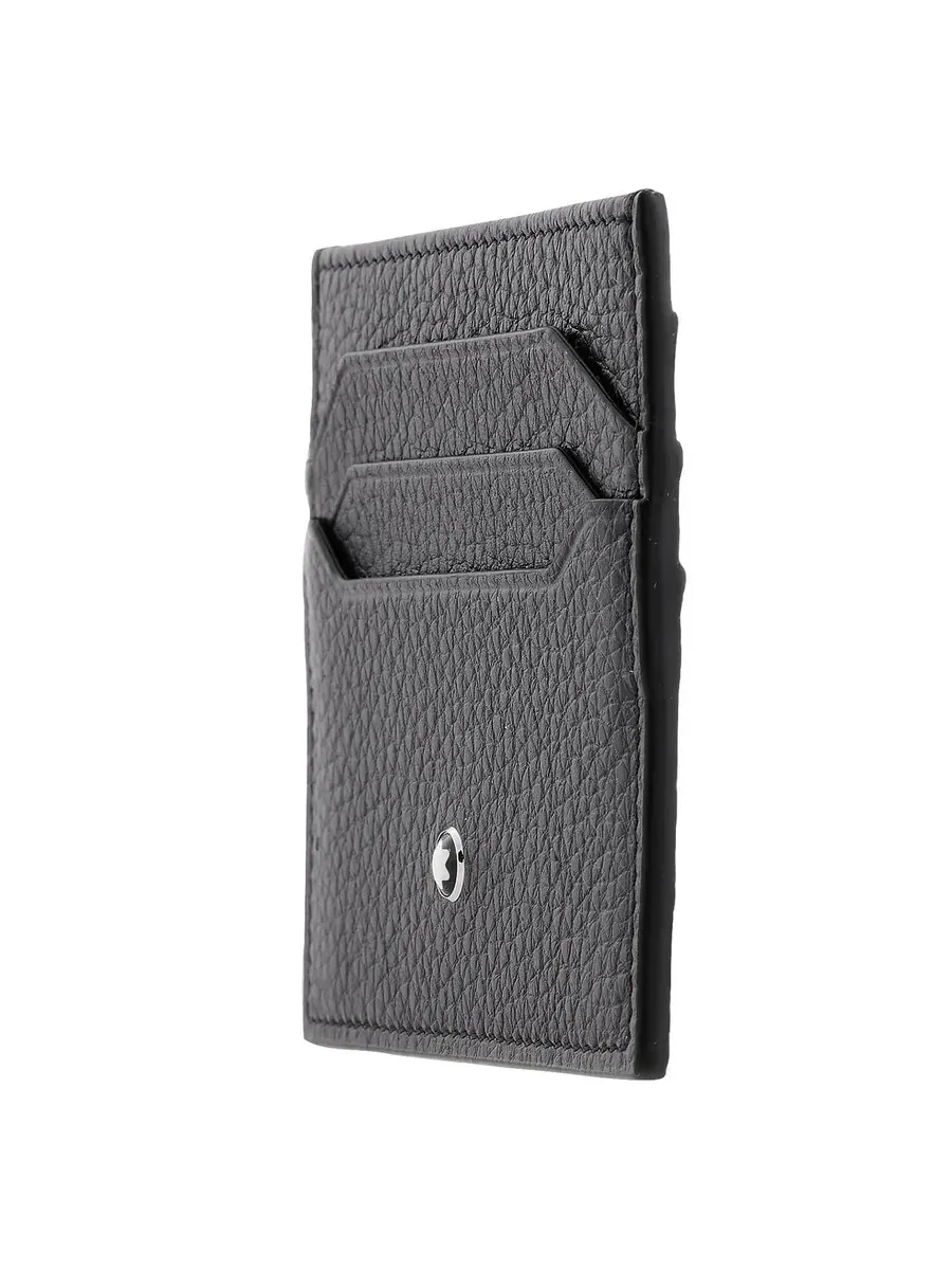 Визитница Montblanc из черной зернистой кожи на 6 карт — изображение 2 из 4, черный