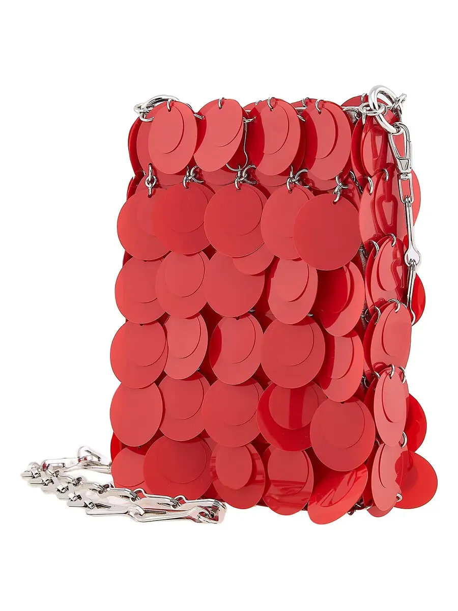 Сумка через плечо Paco Rabanne Red Mini Sparkle Discs — изображение 3 из 6, красный