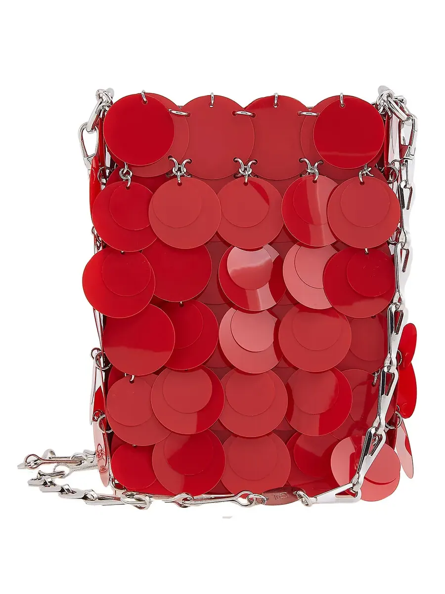 Сумка через плечо Paco Rabanne Red Mini Sparkle Discs — изображение 4 из 6, красный