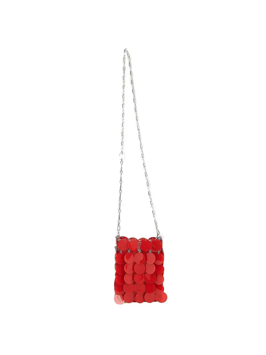 Сумка через плечо Paco Rabanne Red Mini Sparkle Discs — изображение 6 из 6, красный