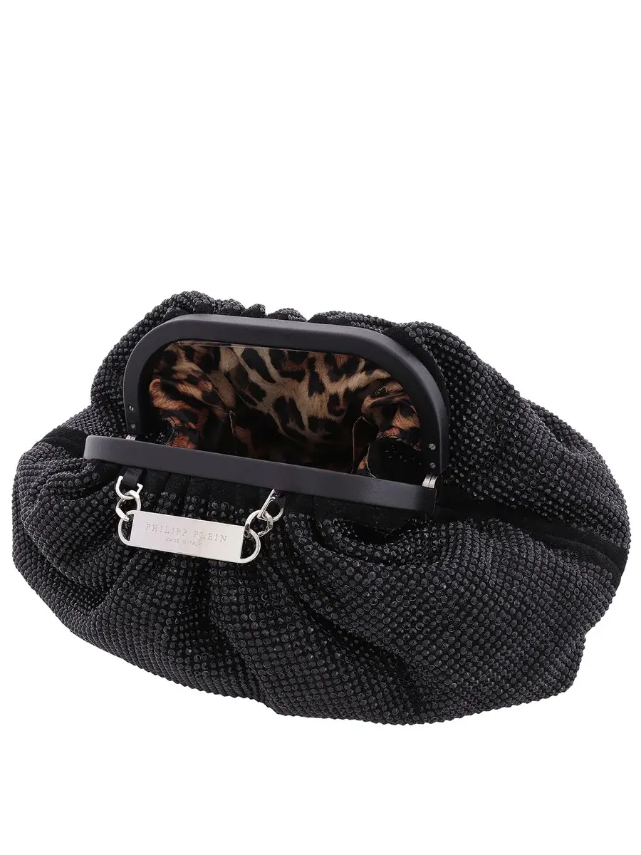 Мини-клатч Philipp Plein с вышивкой кристаллами — изображение 5 из 5, черный