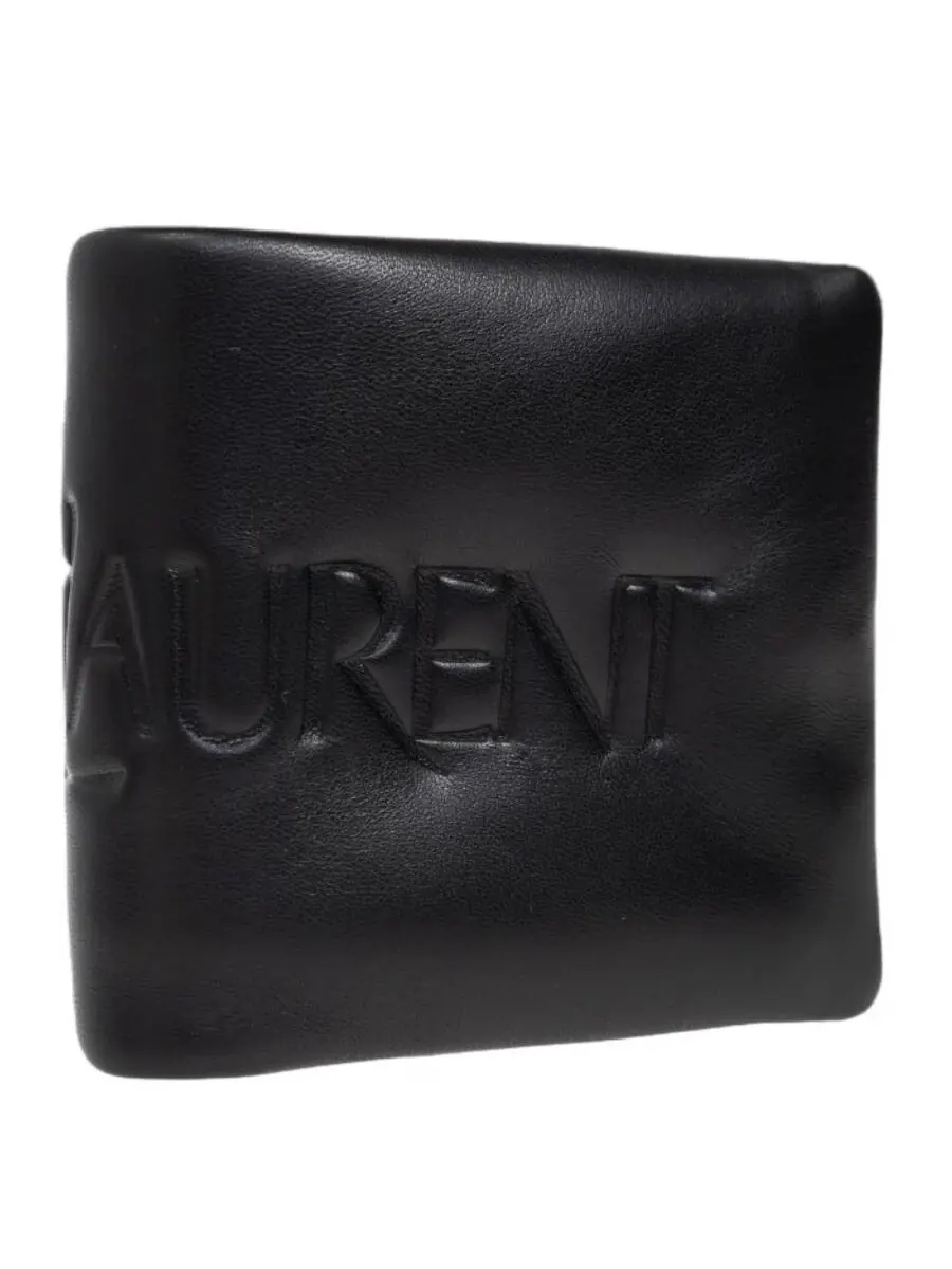 Кошелек из кожи с тиснением логотипа Saint Laurent — изображение 3 из 3, черный