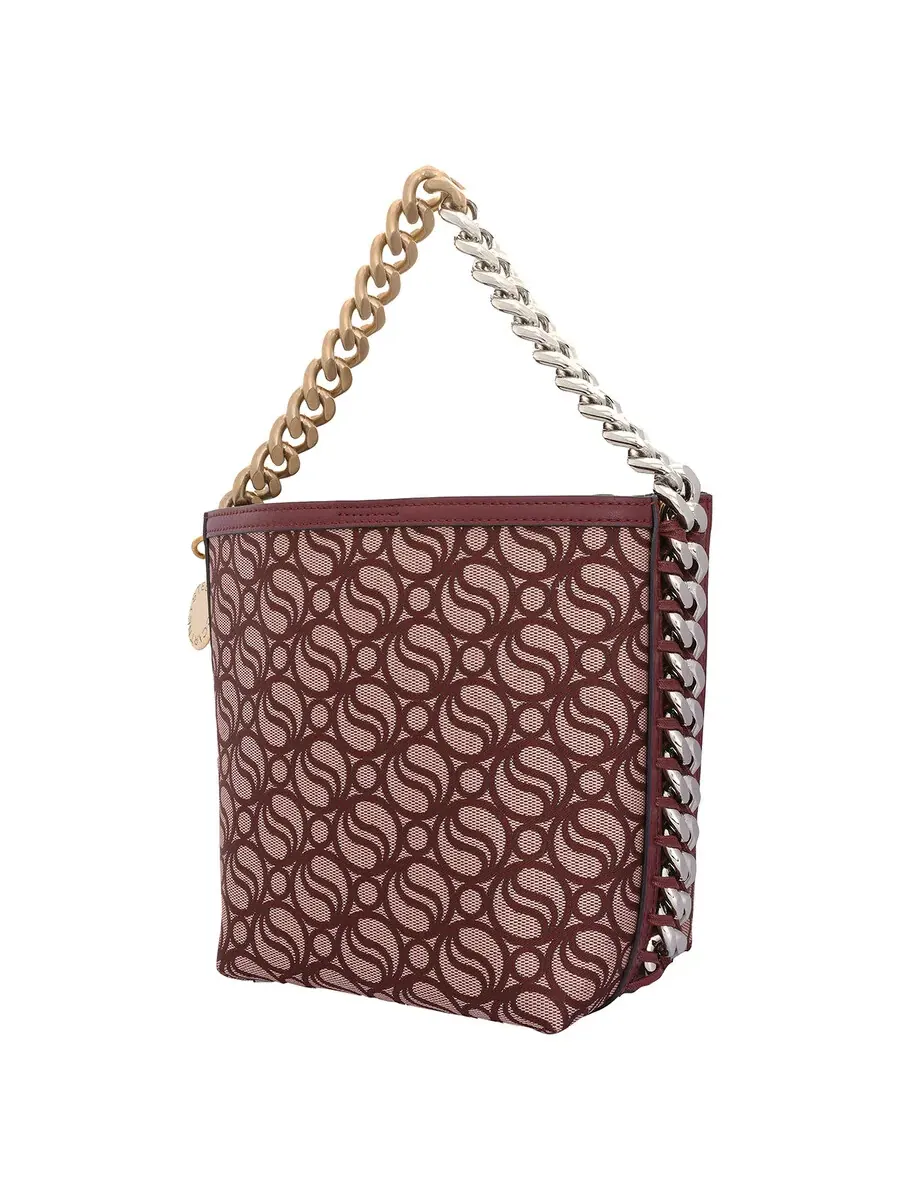 Женская сумка-ведро Stella McCartney Burgundy S-Wave с монограммой — 4