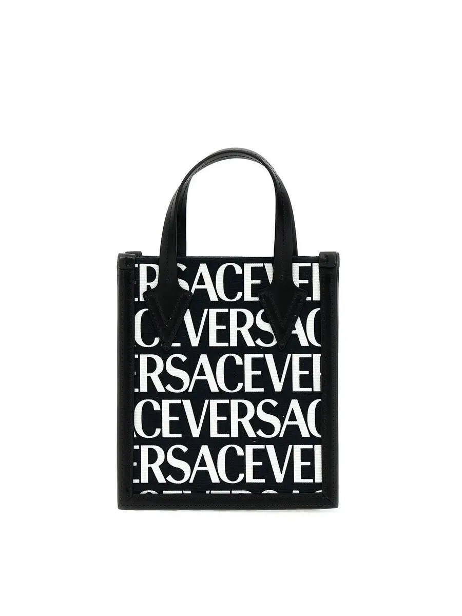Сумка через плечо Versace с принтом логотипа по всей поверхности - черная — черный