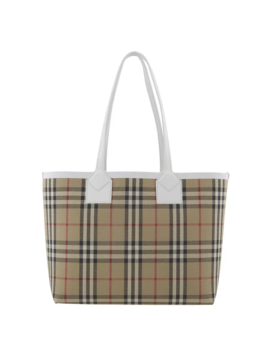 Женская сумка-тоут Burberry Small London из архивного канваса — изображение 4 из 6, бежевый/белый