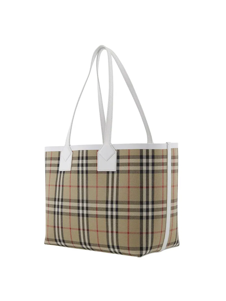 Женская сумка-тоут Burberry Small London из архивного канваса — изображение 6 из 6, бежевый/белый