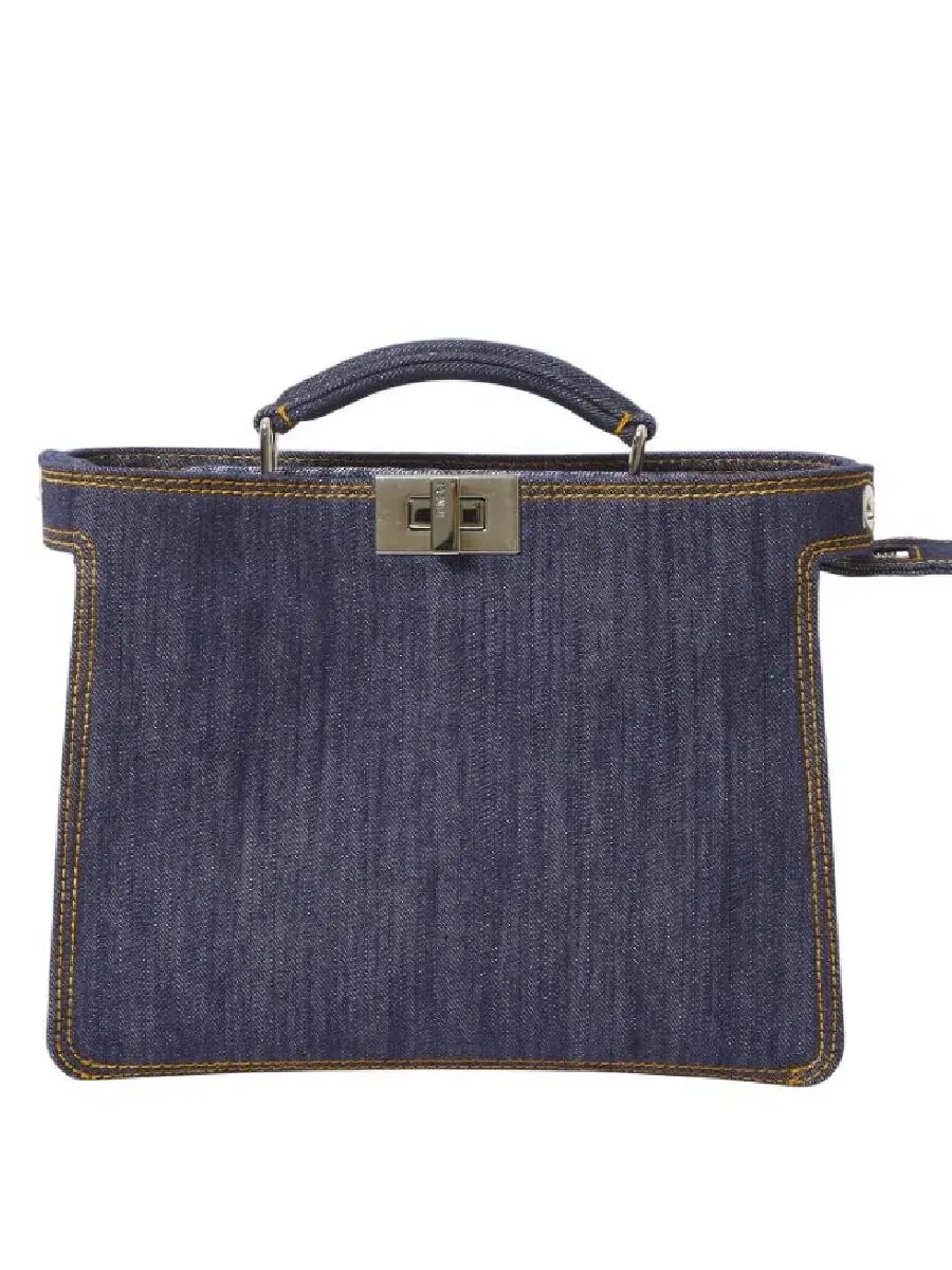Мини-сумка Fendi Peekaboo ISeeU из ткани с эффектом денима