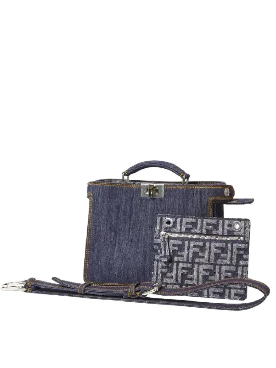 Мини-сумка Fendi Peekaboo ISeeU из ткани с эффектом денима — 6