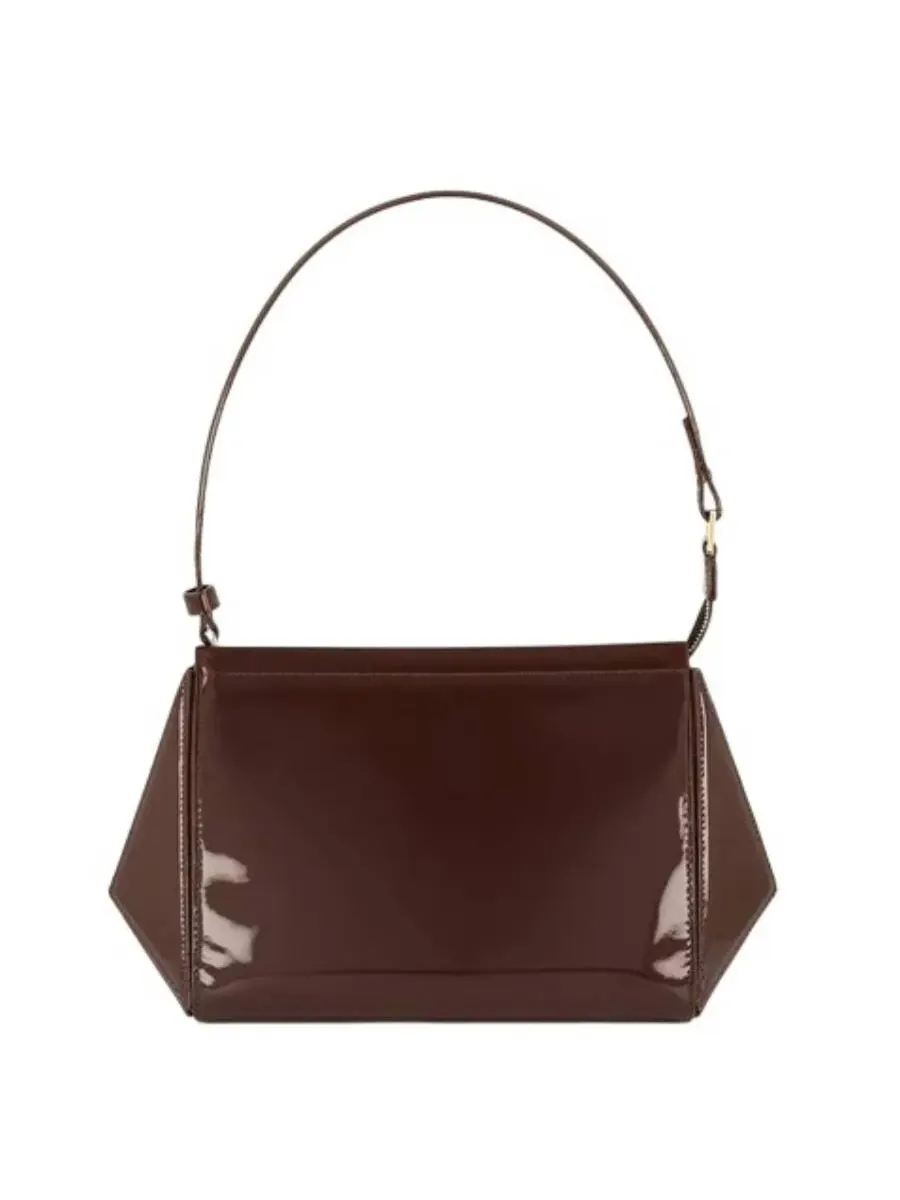 Средняя треугольная сумка Mlouye Patent Brown — изображение 2 из 3, коричневый