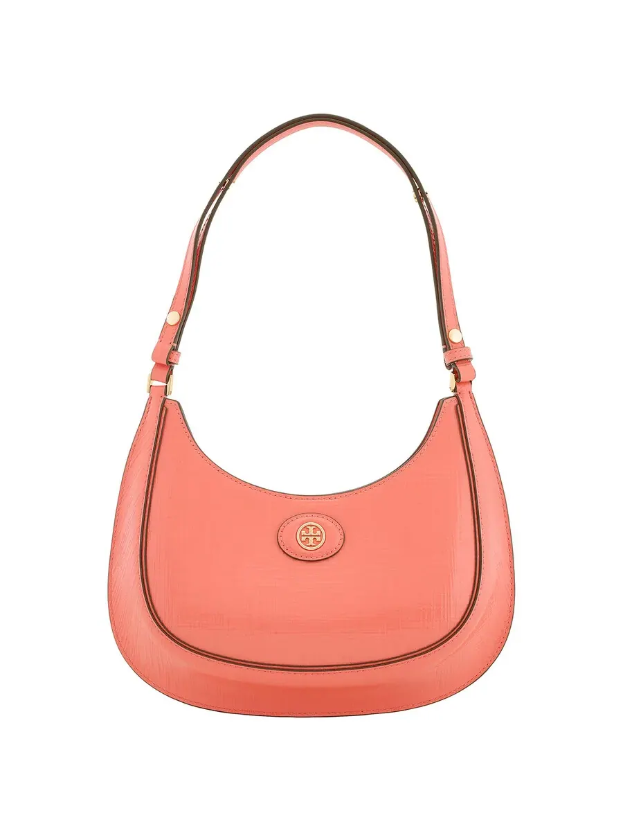 Сумка Tory Burch Coral Crush Robinson из тисненой кожи в форме полумесяца