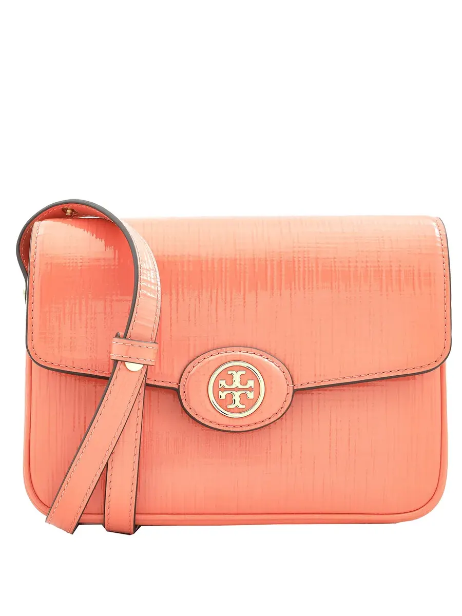 Кожаная трансформируемая сумка на плечо Tory Burch Robinson с тиснением