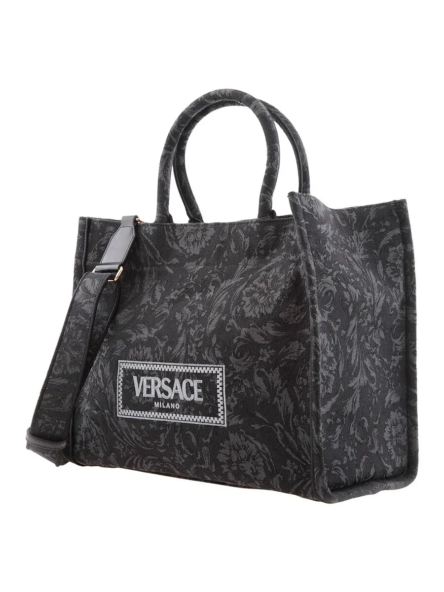 Сумка-тоут среднего размера Versace Barocco Athena — изображение 4 из 6, черный/черный