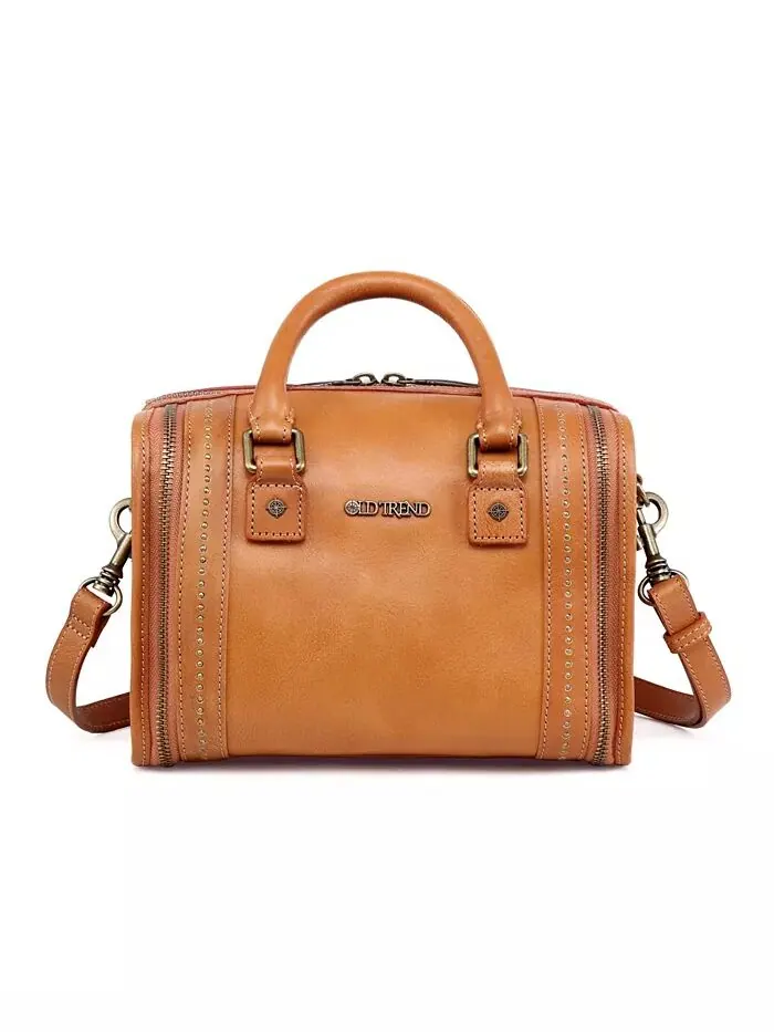 Женская сумка через плечо Mini Trunk из натуральной кожи OLD TREND — изображение 7 из 13, орех