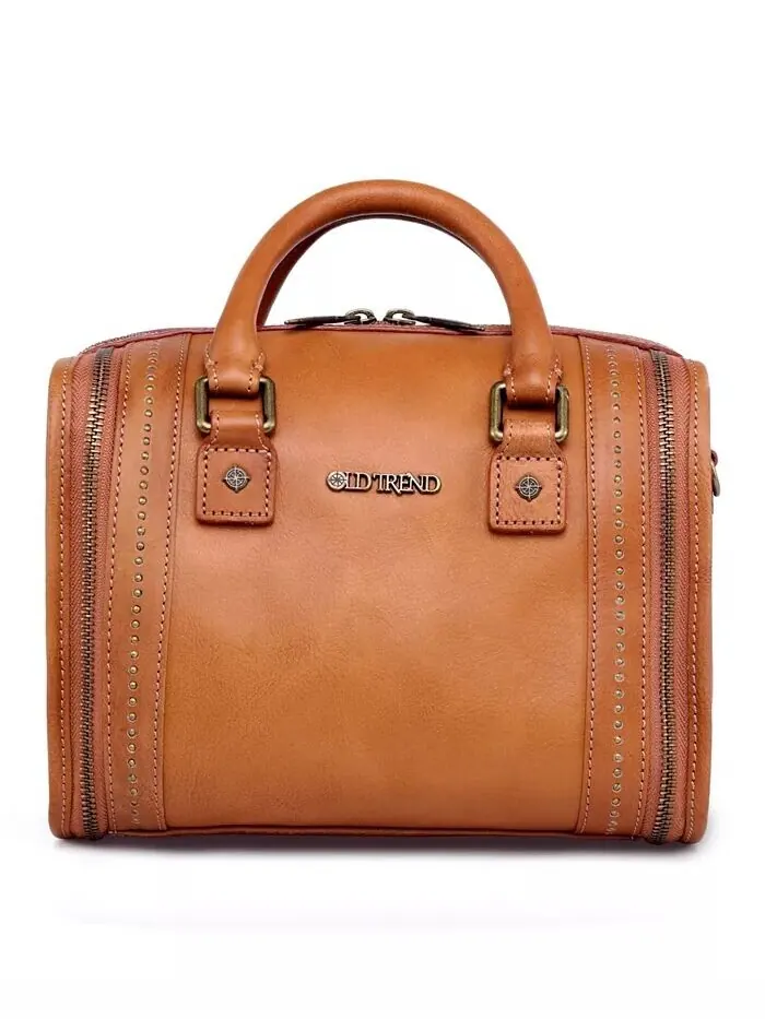 Женская сумка через плечо Mini Trunk из натуральной кожи OLD TREND — изображение 9 из 13, орех