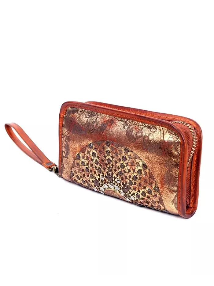 Кожаный клатч Mola OLD TREND — изображение 2 из 8, золото