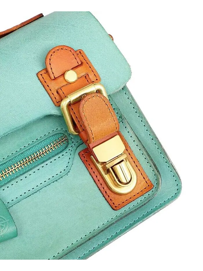 Женская сумка-саквояж Aster Mini из натуральной кожи OLD TREND — изображение 12 из 14, голубой