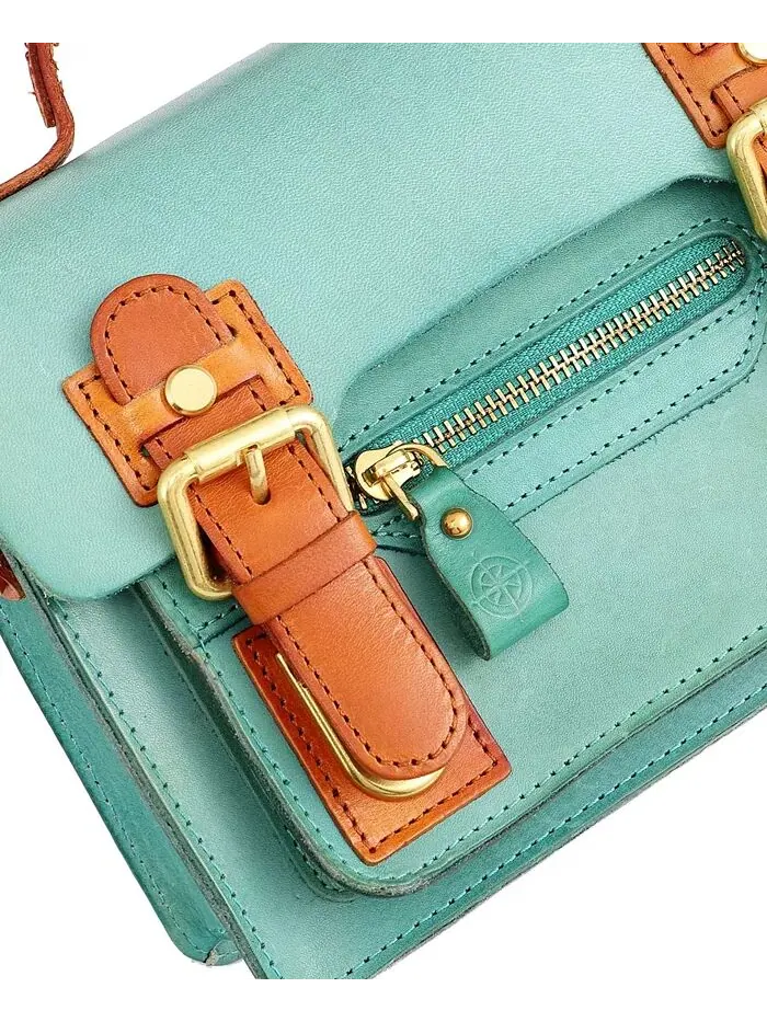 Женская сумка-саквояж Aster Mini из натуральной кожи OLD TREND — изображение 13 из 14, голубой