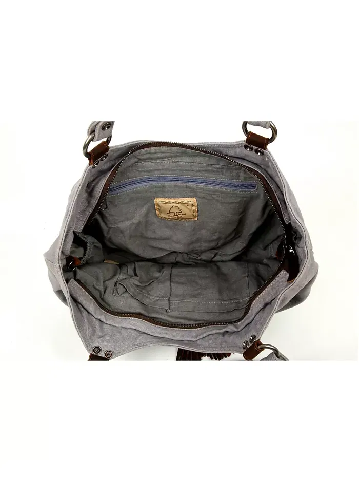 Сумка-хобо Bold Lotus Canvas TSD BRAND — изображение 5 из 16, серый