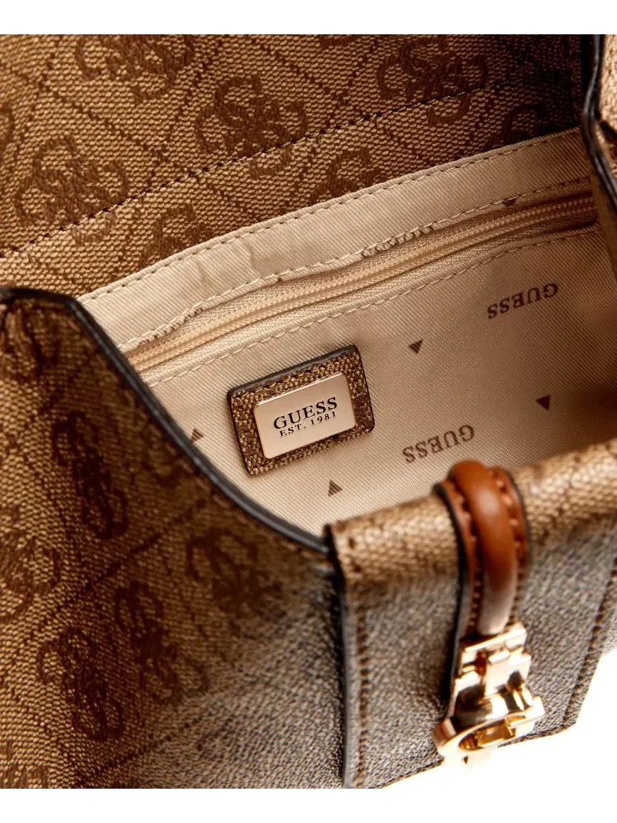 Сумка через плечо GUESS Yvonne Logo Small Shoulder Handbag — изображение 3 из 6, латте