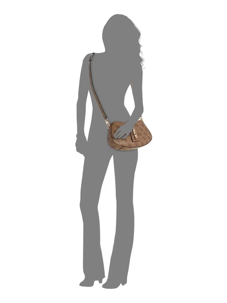 Сумка через плечо GUESS Yvonne Logo Small Shoulder Handbag — изображение 6 из 6, латте