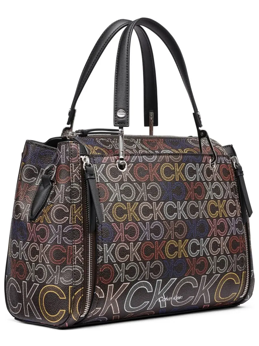 Сумка-сатчел средняя Garnet Zipper Calvin Klein — изображение 3 из 5, коричневый мульти
