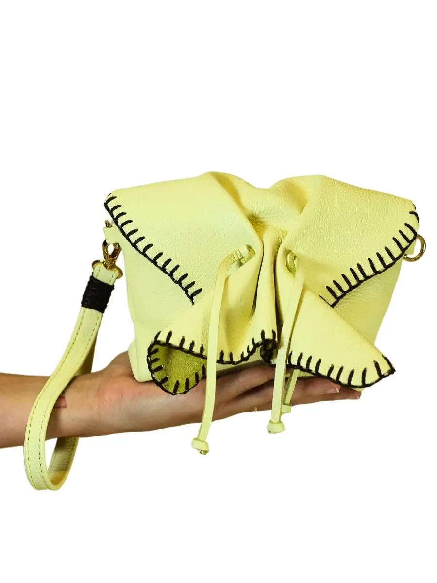Сумка-мессенджер Mini Butterfly Leather Carlos Falchi — изображение 6 из 10, желтый