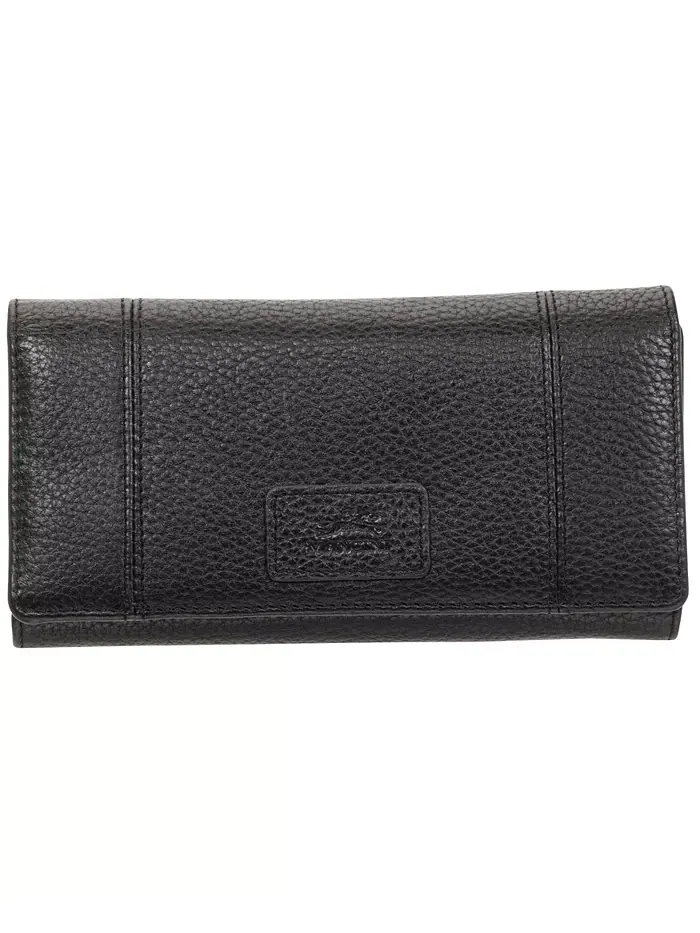 Женский трехстворчатый кошелек с защитой RFID из коллекции Pebbled Collection Wing Wallet Mancini — черный