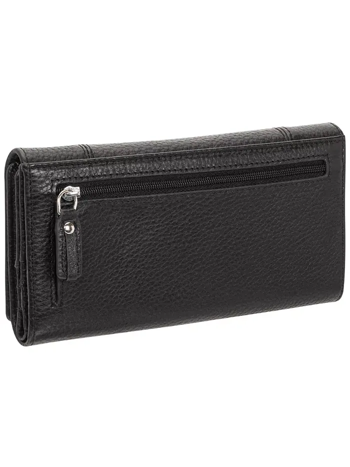 Женский трехстворчатый кошелек с защитой RFID из коллекции Pebbled Collection Wing Wallet Mancini — изображение 3 из 6