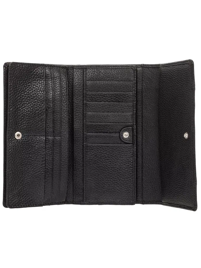 Женский трехстворчатый кошелек с защитой RFID из коллекции Pebbled Collection Wing Wallet Mancini — изображение 4 из 6
