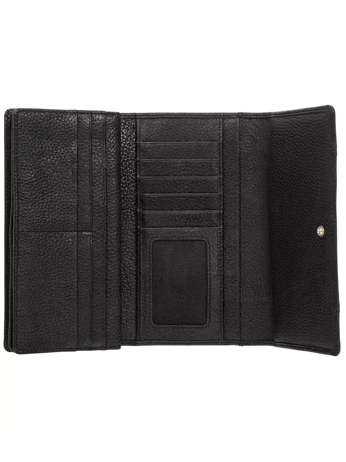 Женский трехстворчатый кошелек с защитой RFID из коллекции Pebbled Collection Wing Wallet Mancini — изображение 5 из 6