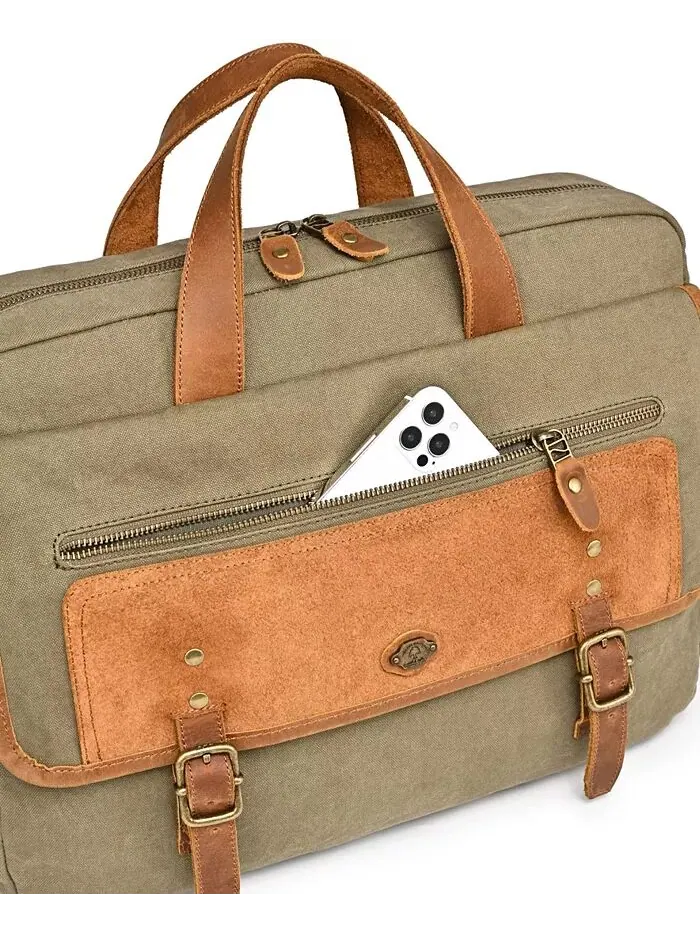 Сумка-бриф Valley Oak Canvas TSD BRAND — изображение 11 из 14, оливковый
