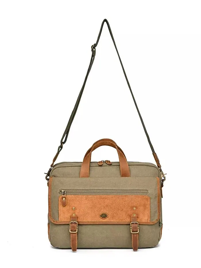 Сумка-бриф Valley Oak Canvas TSD BRAND — изображение 5 из 14, оливковый