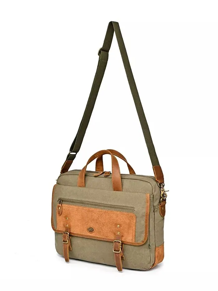 Сумка-бриф Valley Oak Canvas TSD BRAND — изображение 8 из 14, оливковый