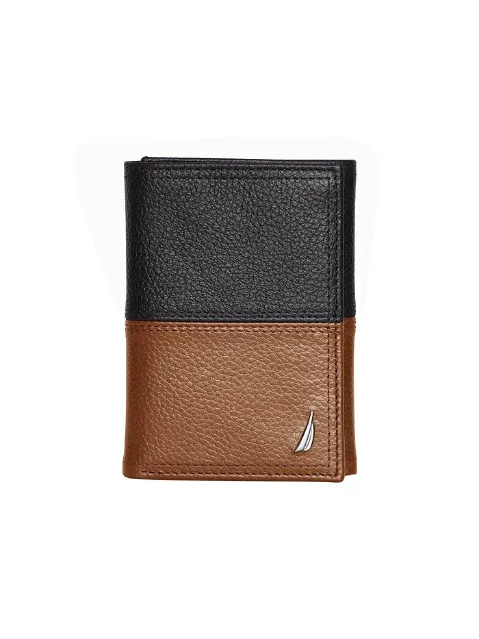 Мужской кожаный кошелек Trifold Nautica — коричневый