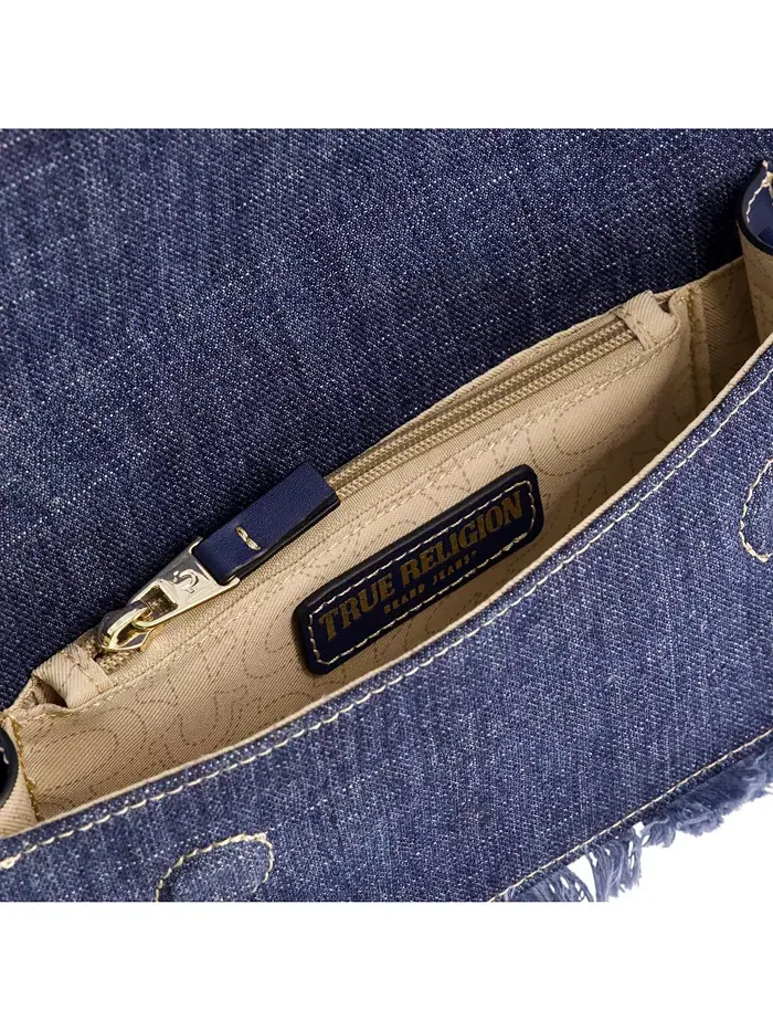Сумка-клапан из потертого денима с логотипом на ремне True Religion — изображение 5 из 5