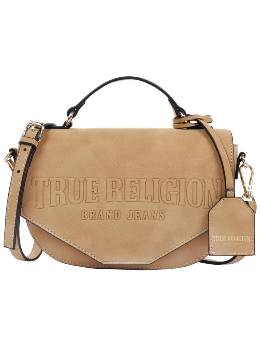 Замшевая сумка через плечо с клапаном и логотипом Trapunto True Religion — коричневый