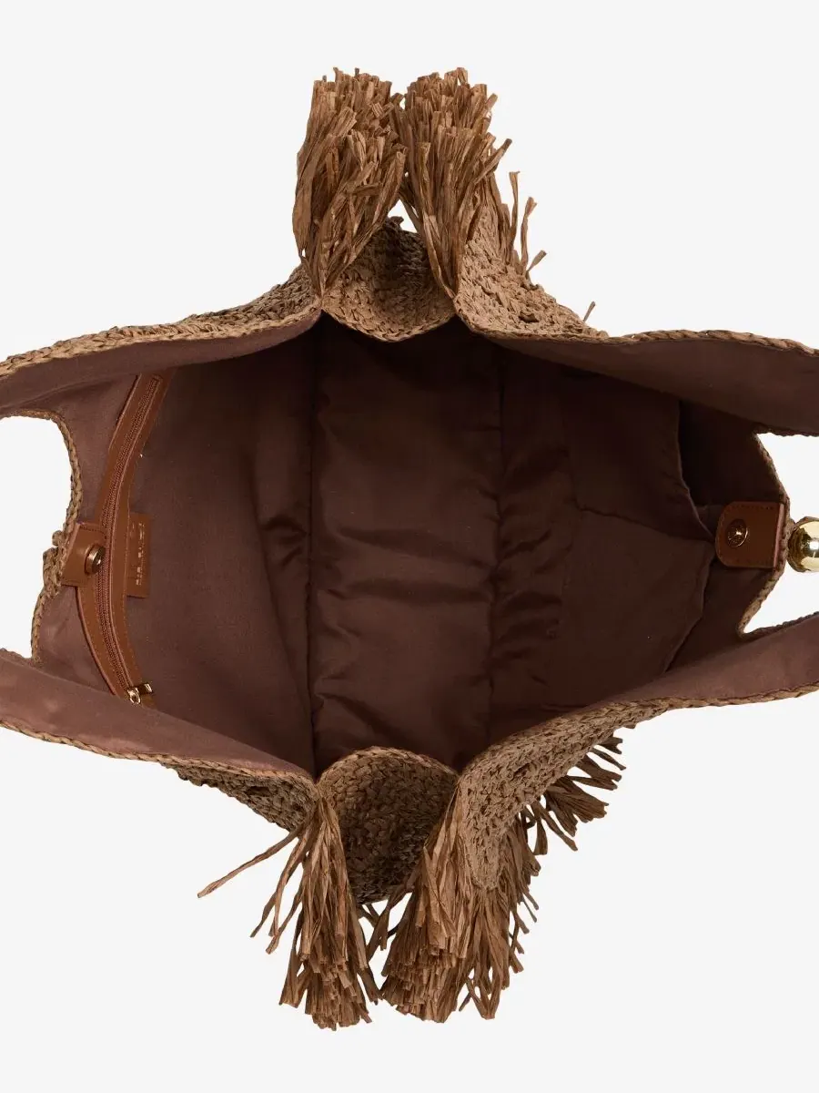 Сумка-шопер с бахромой из бумажной соломки Fringe Trim Straw Tote I.N.C. International Concepts — изображение 4 из 7