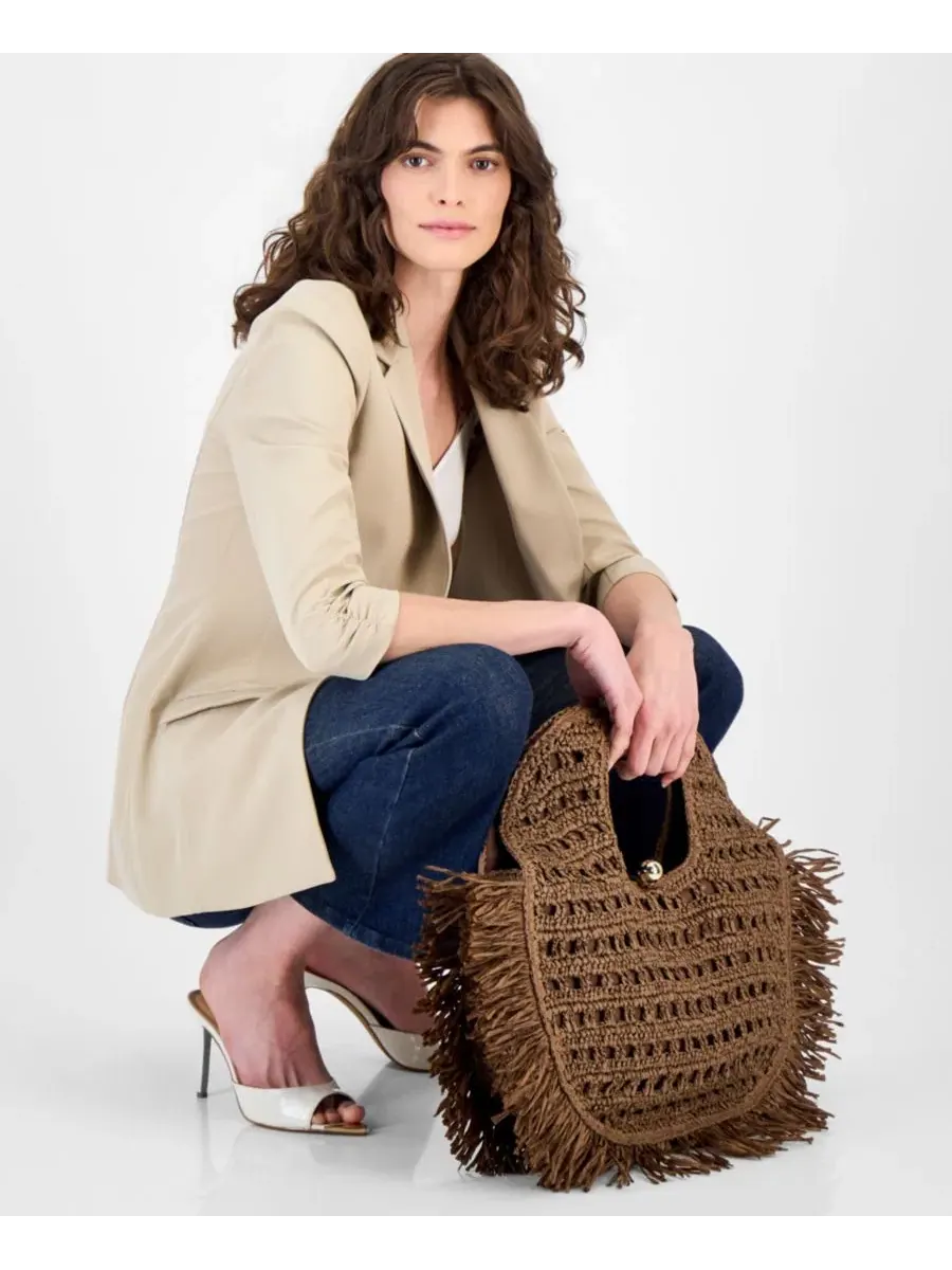 Сумка-шопер с бахромой из бумажной соломки Fringe Trim Straw Tote I.N.C. International Concepts — изображение 7 из 7