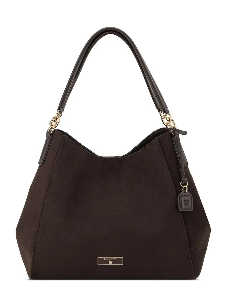 Сумка-шопер с тройным отделением Deacon Triple Compartment Large Shoulder Handbag Nine West — изображение 1 из 4, эспрессо