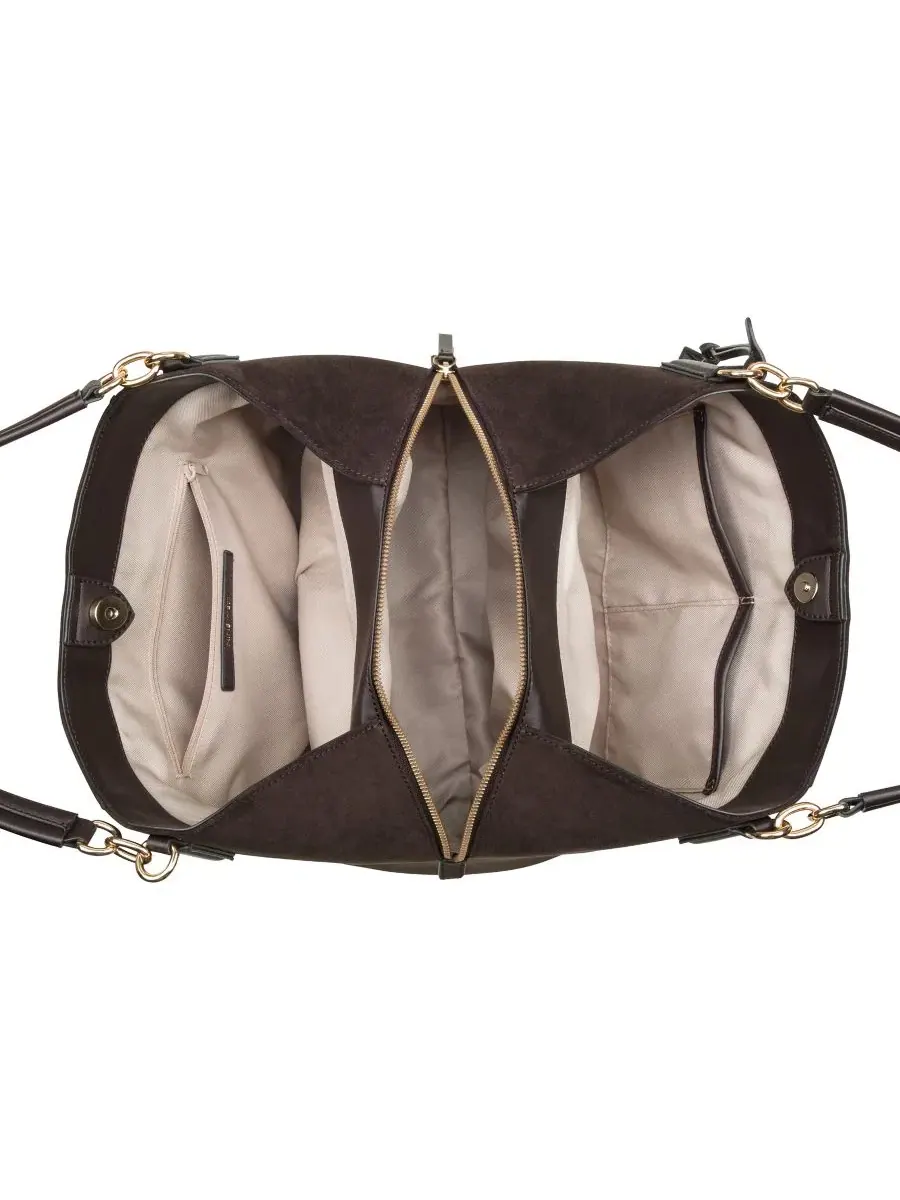Сумка-шопер с тройным отделением Deacon Triple Compartment Large Shoulder Handbag Nine West — изображение 4 из 4, эспрессо