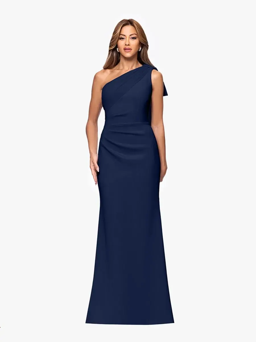 Вечернее платье макси с асимметричным кроем One-Shoulder Ball Gown XSCAPE — изображение 2 из 6, синий