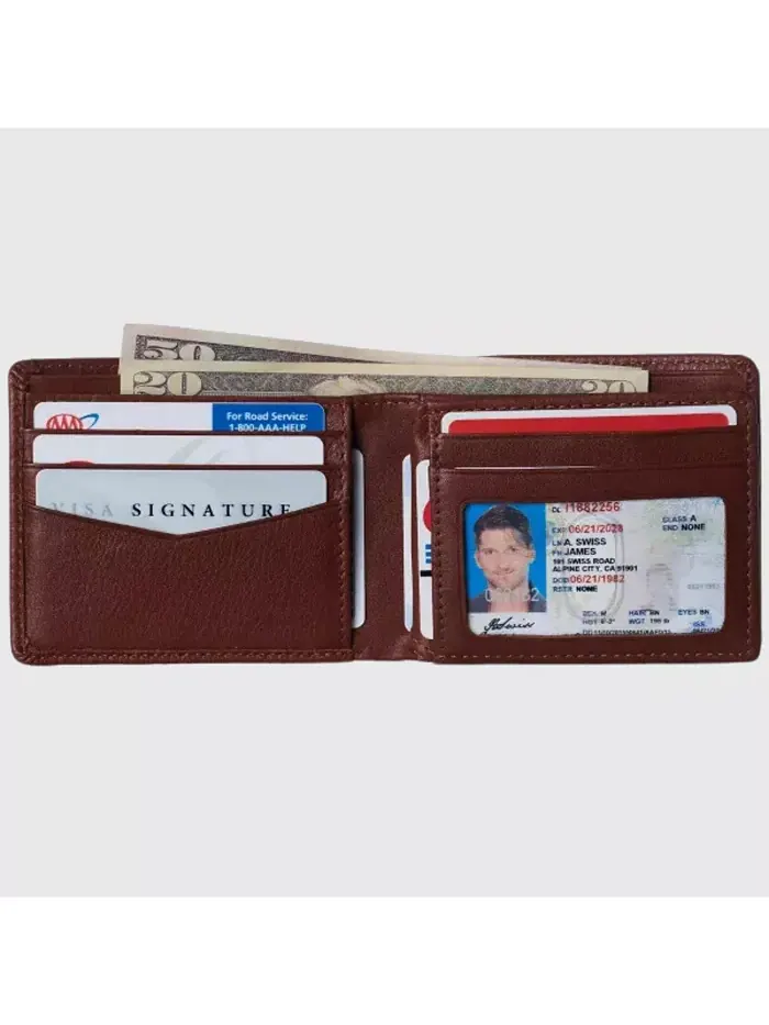 Мужской кошелек Commuter RFID с двумя окошками для удостоверений и разделом для купюр Alpine Swiss — изображение 2 из 6