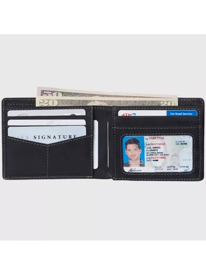 Мужской кошелек Commuter RFID с двумя окошками для удостоверений и разделом для купюр Alpine Swiss — изображение 2 из 6
