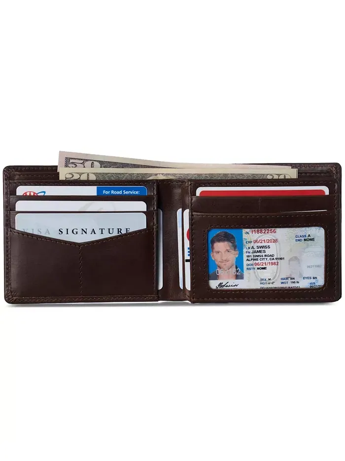 Мужской кошелек Commuter RFID с двумя окошками для удостоверений и отделением для купюр Alpine Swiss — изображение 2 из 5
