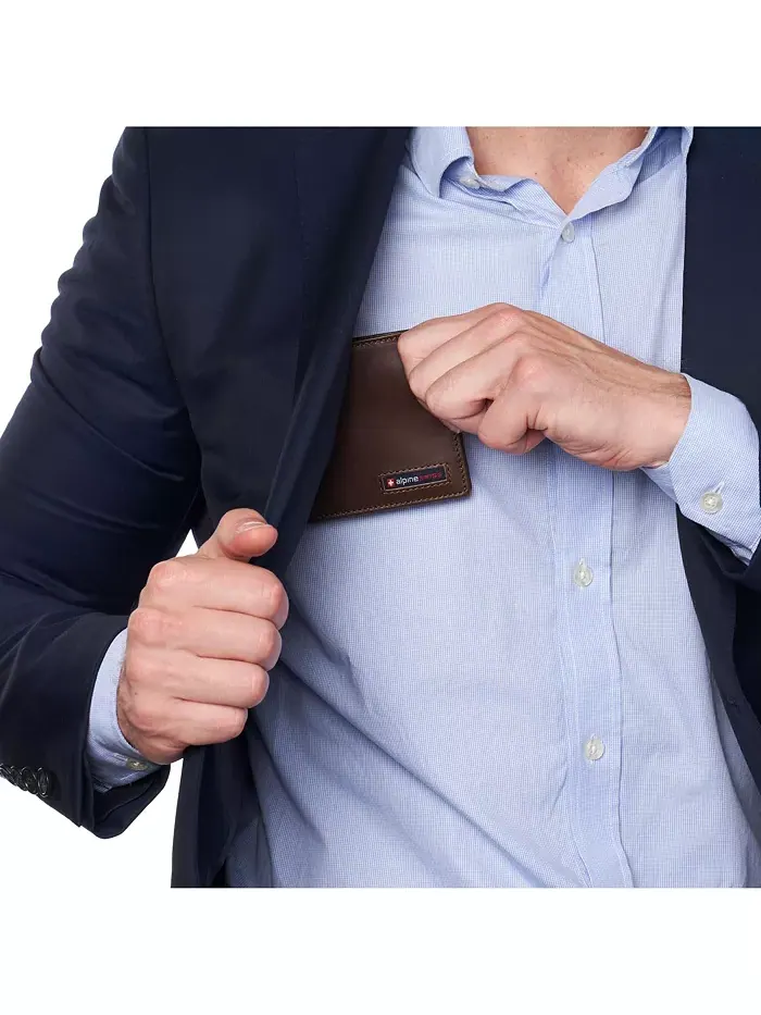 Мужской кошелек Commuter RFID с двумя окошками для удостоверений и отделением для купюр Alpine Swiss — изображение 4 из 5