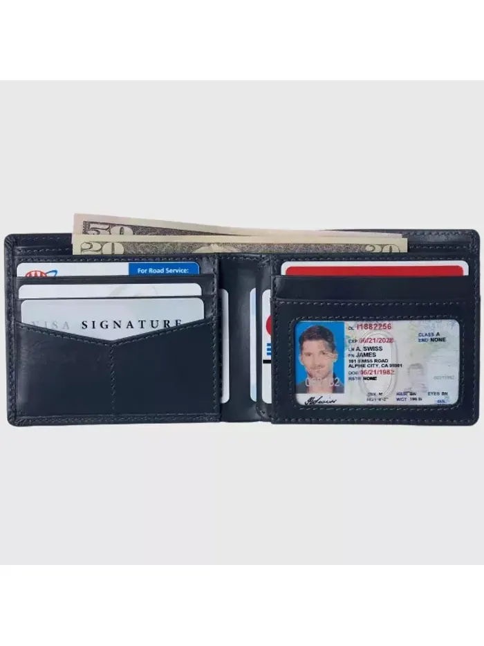 Мужской кошелек Commuter RFID с двумя окошками для удостоверений и разделом для купюр Alpine Swiss — изображение 2 из 6