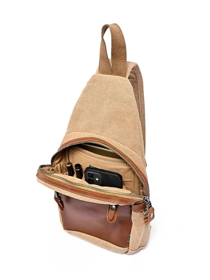 Сумка-слинг Torreya Canvas TSD BRAND — изображение 3 из 10, хаки